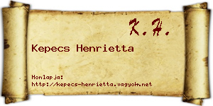 Kepecs Henrietta névjegykártya